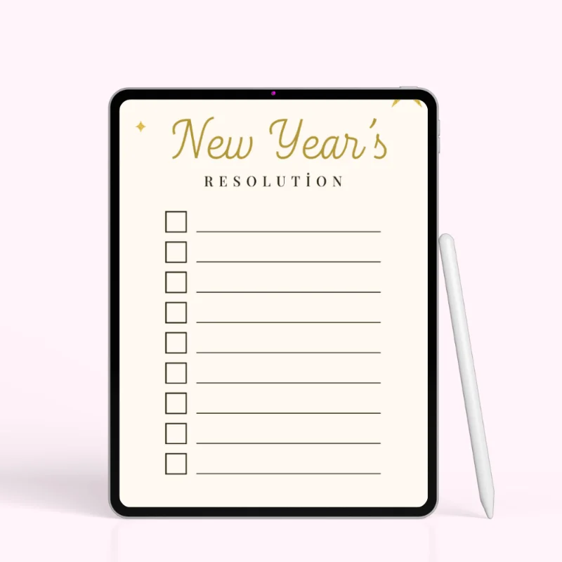 Golden Minimalist New Year’s Resolution Template