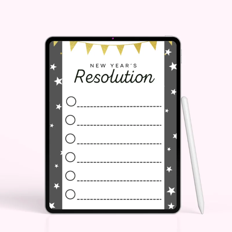 Midnight Star Garland New Year’s Resolution Template