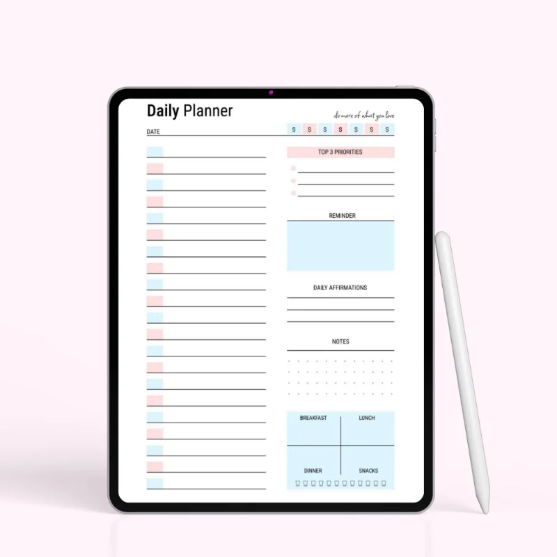 Minimal Elegance Daily Planner — Blue Accents