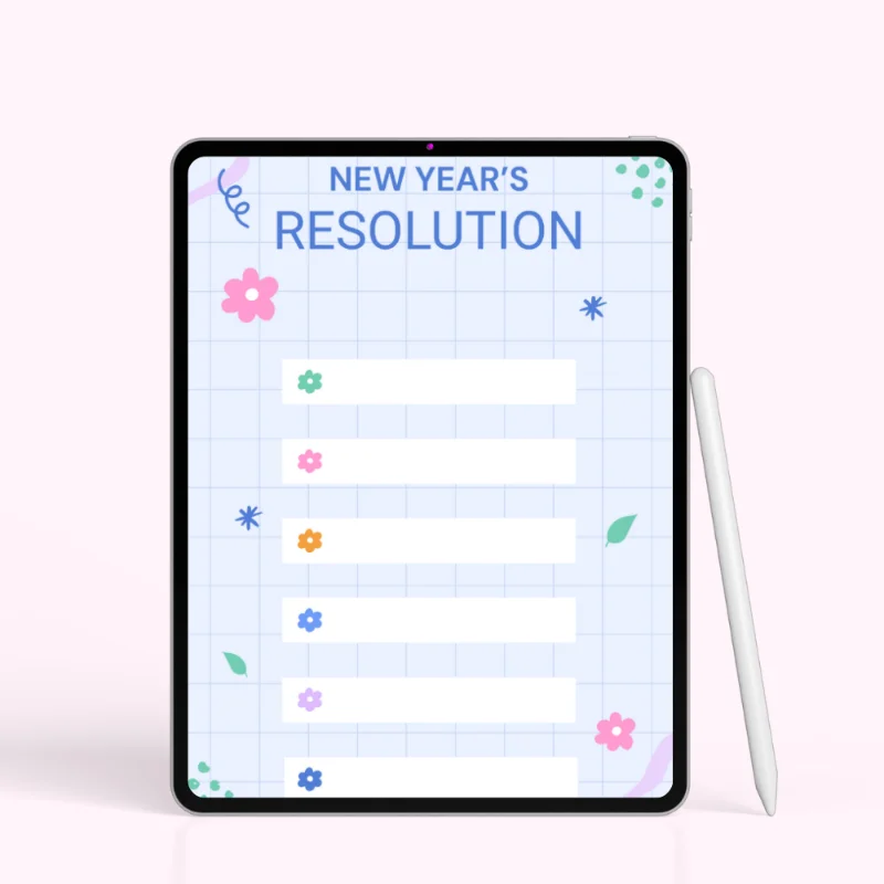 Pastel Blossom New Year’s Resolution Printable