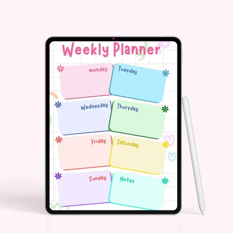 Pastel Sticky Notes Weekly Planner