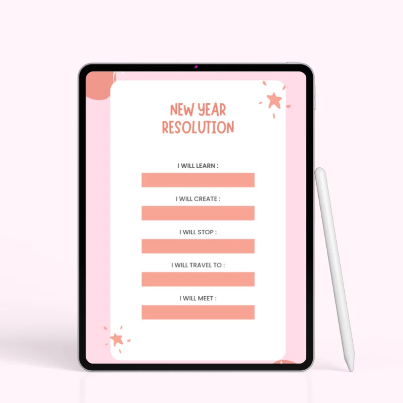Pink Guided Resolutions Sheet