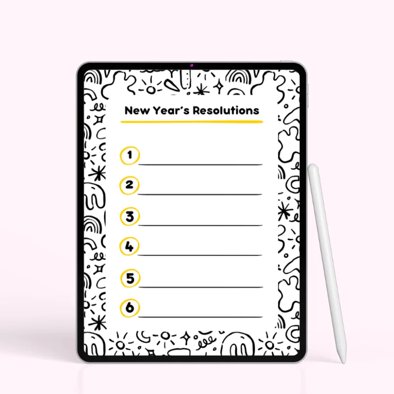Playful Doodle “New Year’s Resolutions” Printable