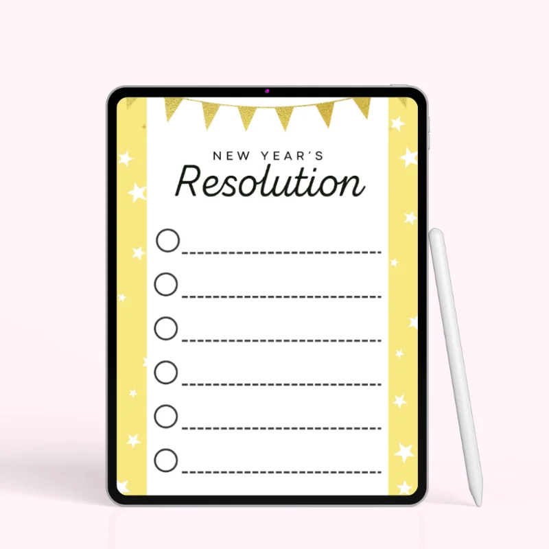 Sunny Starburst Kids’ New Year’s Resolution Template