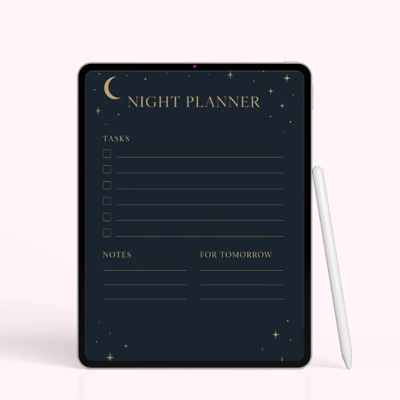 Elegant Midnight Gold Night Shift Planner