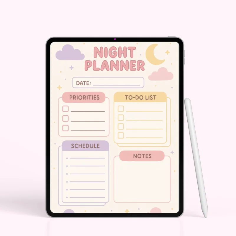 Pastel Aesthetic Night Planner for Students