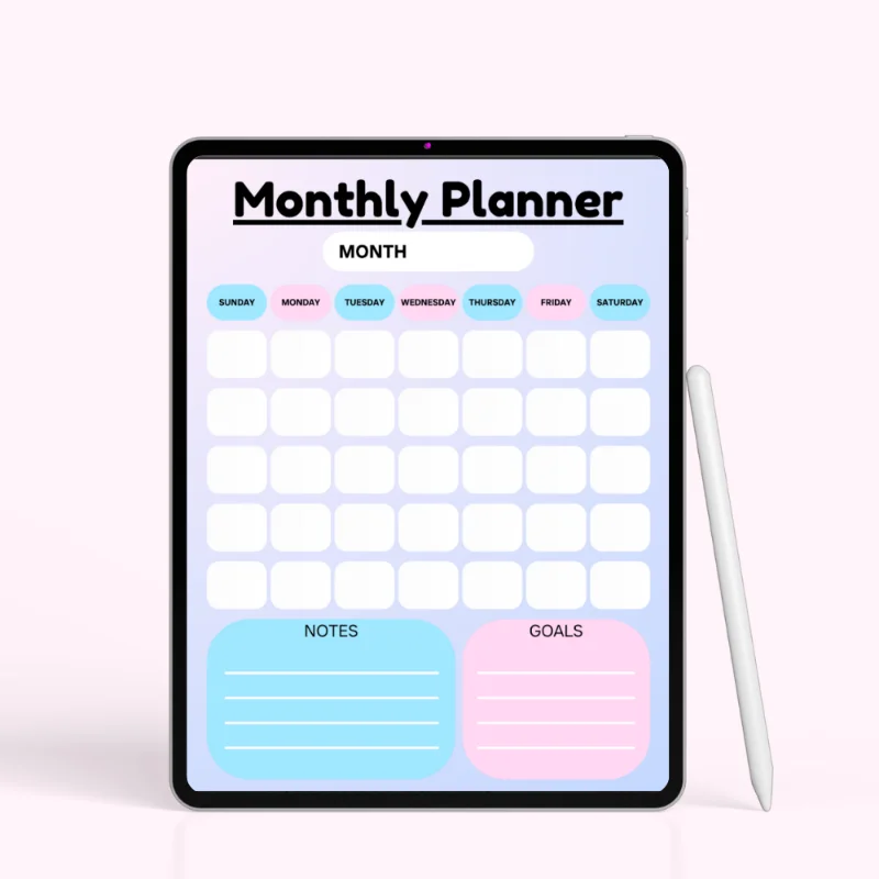 Pastel Blue & Pink 2026 Weekly + Monthly Planner Page