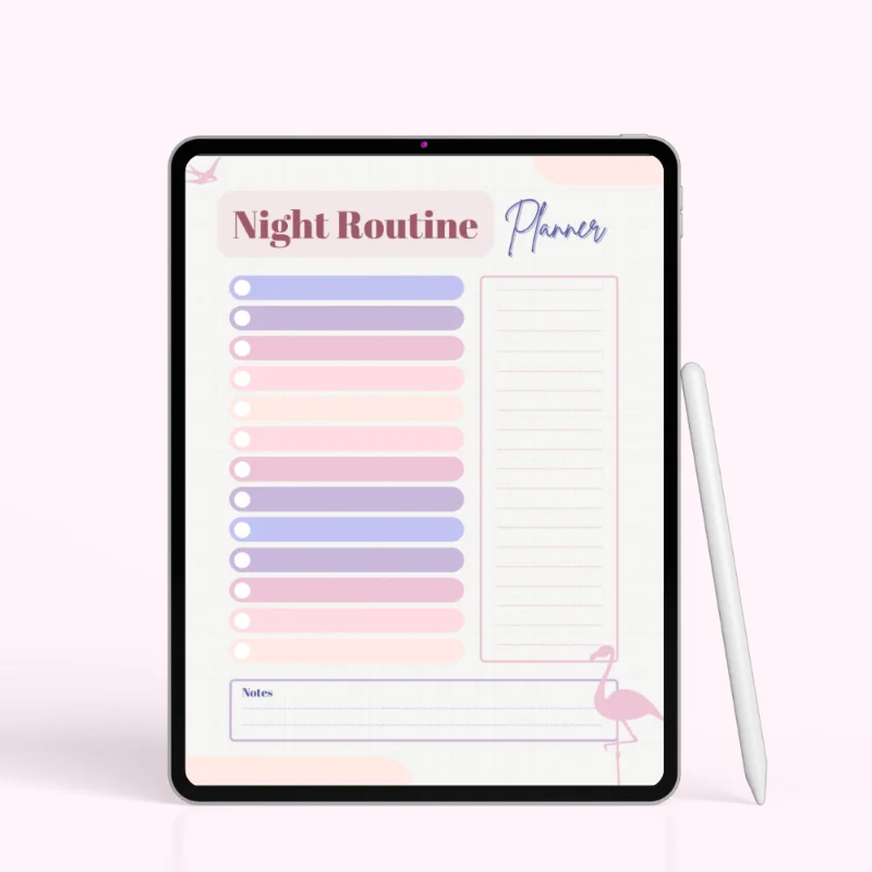 Pastel Flamingo Night Routine Checklist Planner