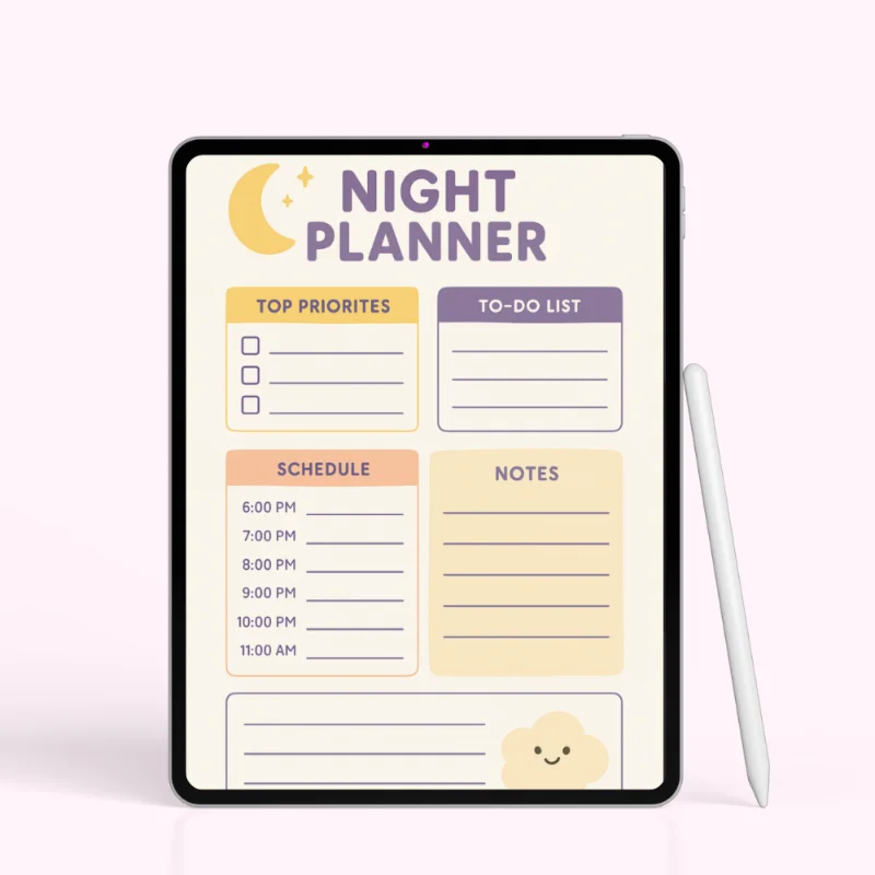Pastel Moon Night Owl Planner