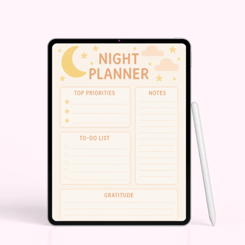 Pastel Moonlit Nightly Priority & Gratitude Planner