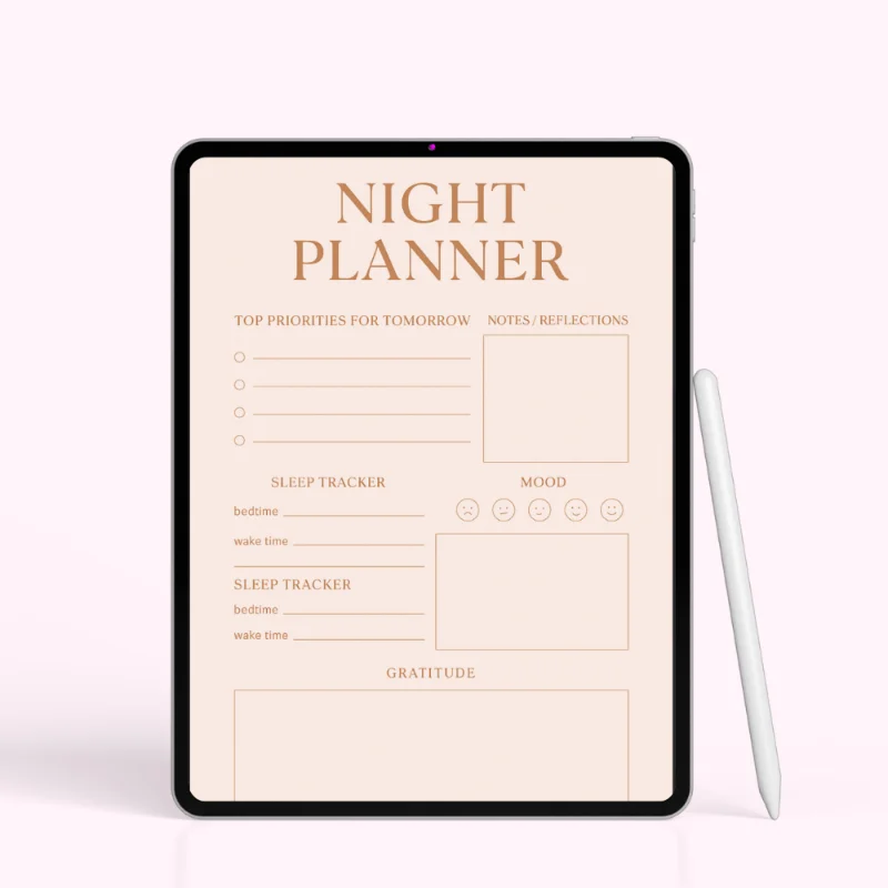 Peach Minimalist Night Planner