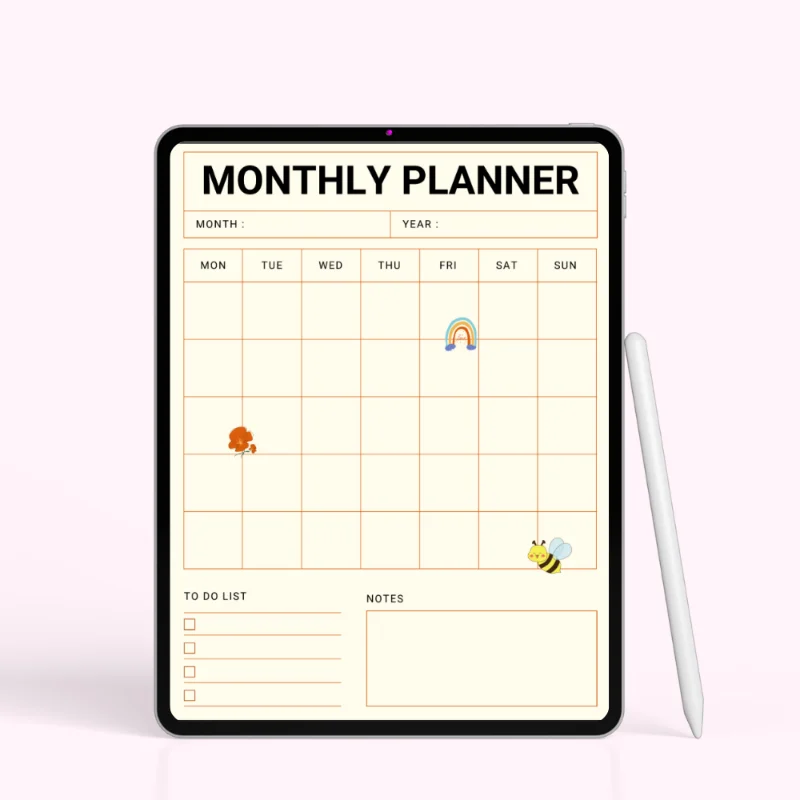 Playful Beige Monthly Budget & Activity Planner