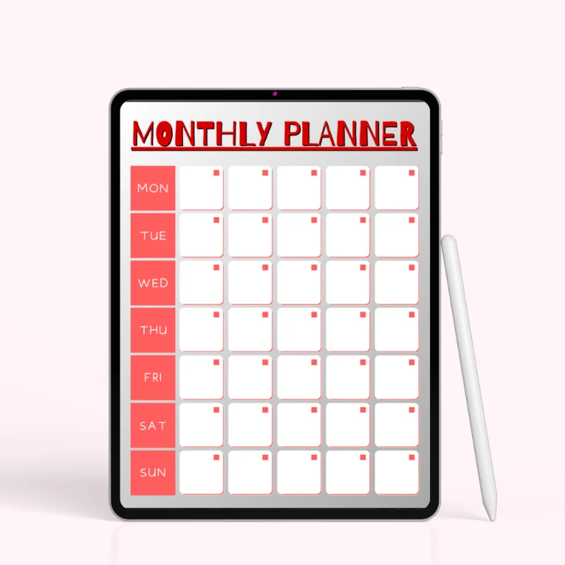 Red Accent Monthly Planner