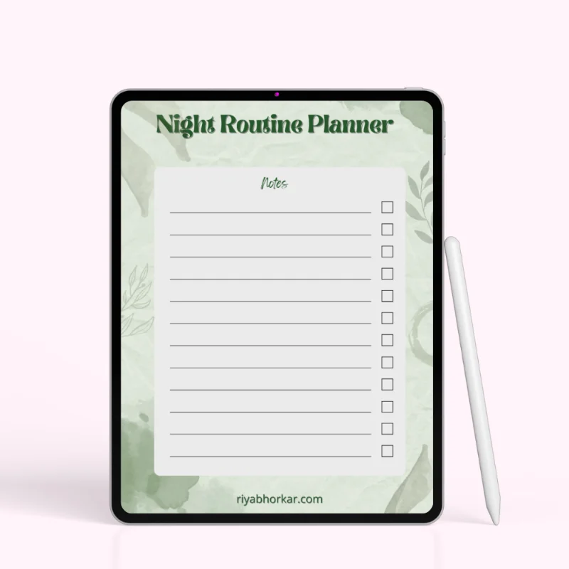 Sage Mist Night Routine Planner