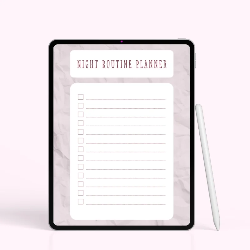 Soft Pink Minimal Night Routine Planner