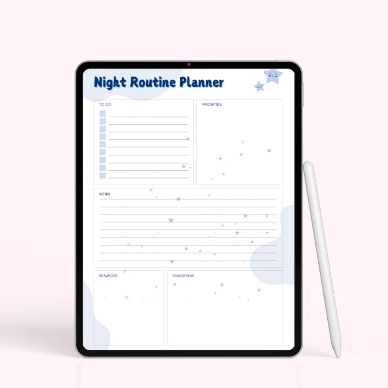 Starlit Focus Night Routine Planner