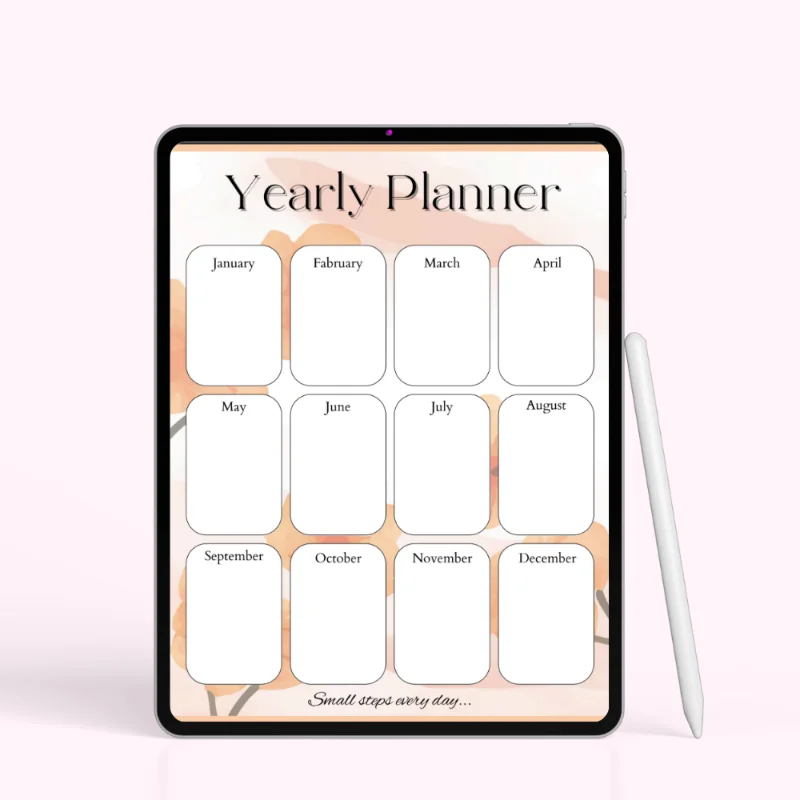 Peach Bloom Overview – custom yearly planner