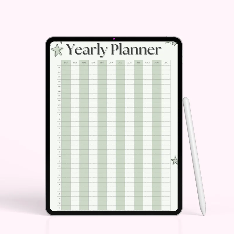 Star Grid Overview – Free Printable Year Planner 2026